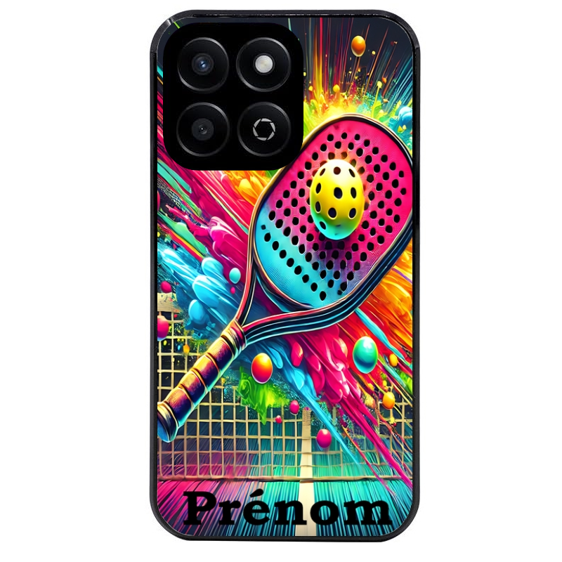Coque noire taperso pour Honor 70 LITE 90 et LITE avec motif padel raquette personnalisee protection antichoc personnalisée