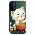 Coque noire taperso pour OPPO A54 et A74 5G avec motif chat ramen nuage protection antichoc personnalisée