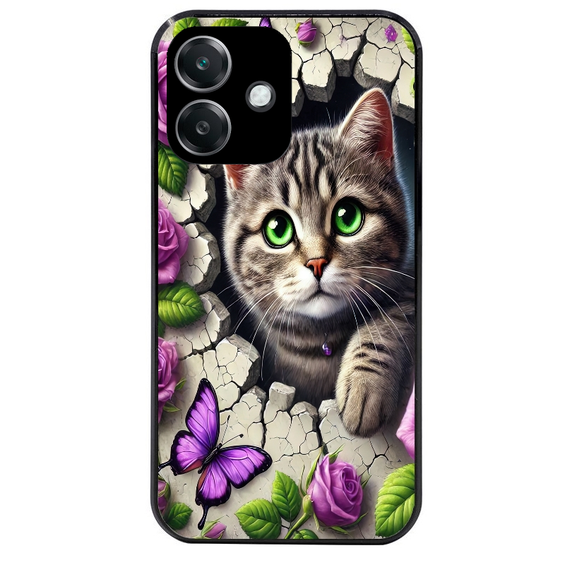 Coque noire taperso pour OPPO A40 avec motif chat papillon 3 protection antichoc personnalisée