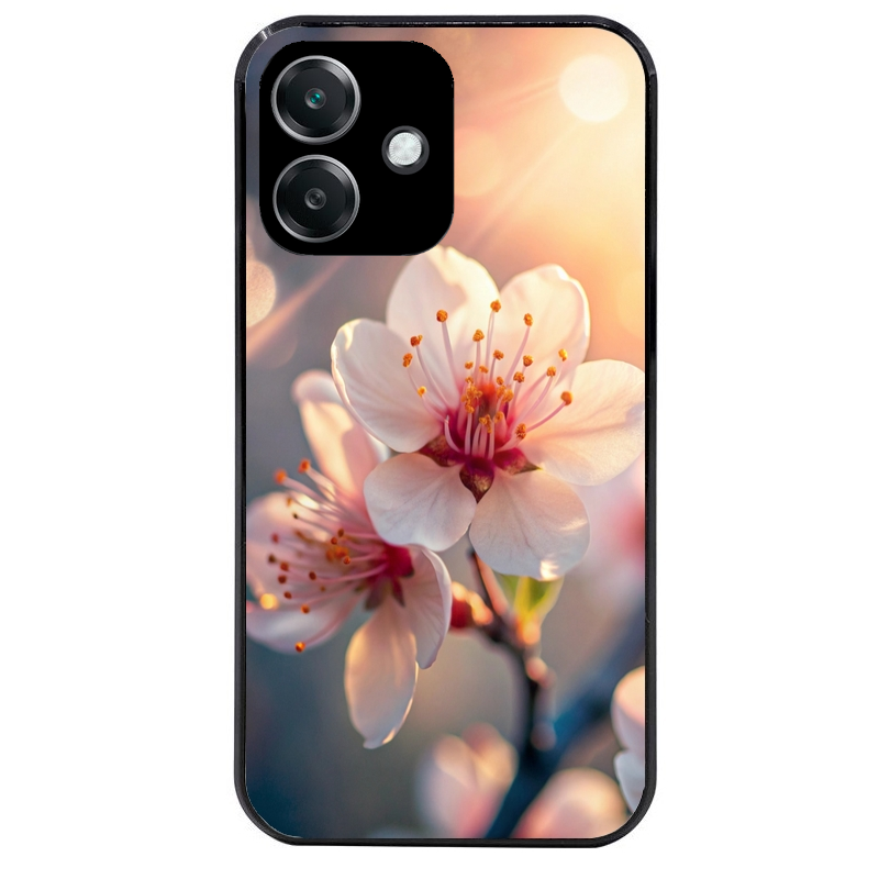 Coque noire taperso pour OPPO A40 avec motif fleur de cerisier protection antichoc personnalisée