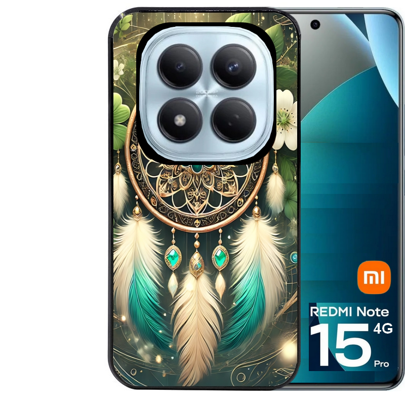 Coque noire taperso pour Redmi Note 15 et PRO PLUS 4G 5G avec motif dreamcatcher talisman protection antichoc personnalisée