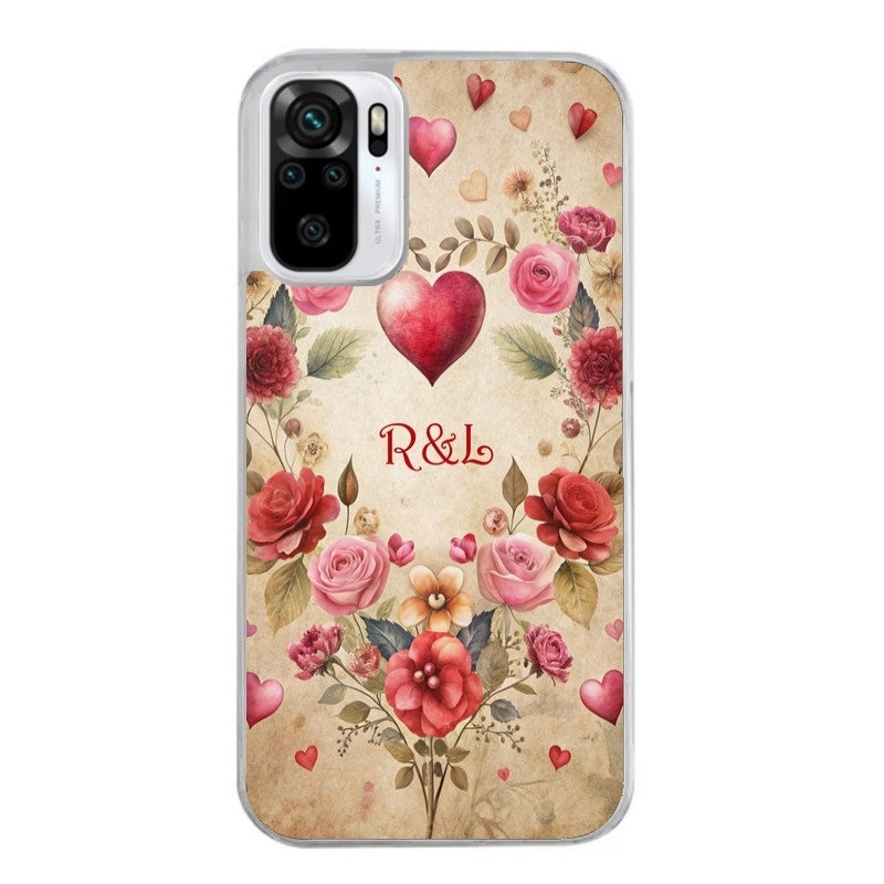 Coque taperso pour Redmi Note 10 4G 5G PRO 10S avec motif coeur et fleur personnalisee protection antichoc personnalisée