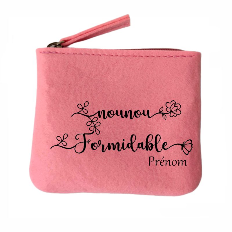 Porte monnaie personnalisé nounou formidable en feutrine en feutrine
