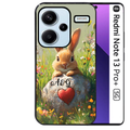 Coque noire taperso pour Redmi Note 13 PRO PLUS 5G avec motif lapin et fleurs personnalisee protection antichoc personnalisée