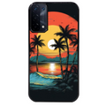 Coque noire taperso pour OPPO A54 et A74 5G avec motif hawaii palmier protection antichoc personnalisée
