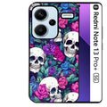 Coque noire taperso pour Redmi Note 13 PRO PLUS 5G avec motif tete de mort violet protection antichoc personnalisée