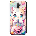 Coque noire taperso pour OPPO A5 A9 2020 avec motif chat bubble style manga protection antichoc personnalisée