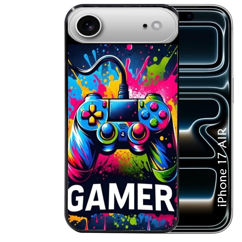 Coque noire taperso pour Iphone 17 17E AIR MAX PRO avec motif gamer protection antichoc personnalisée