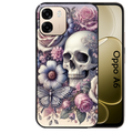 Coque noire taperso pour OPPO A6 A6X 4G et 5G avec motif tete de mort pastel protection antichoc personnalisée