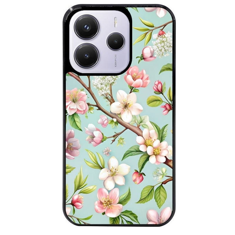 Coque noire taperso pour Redmi Note 14 et PRO PLUS 4G 5G avec motif fleur de printemps protection antichoc personnalisée