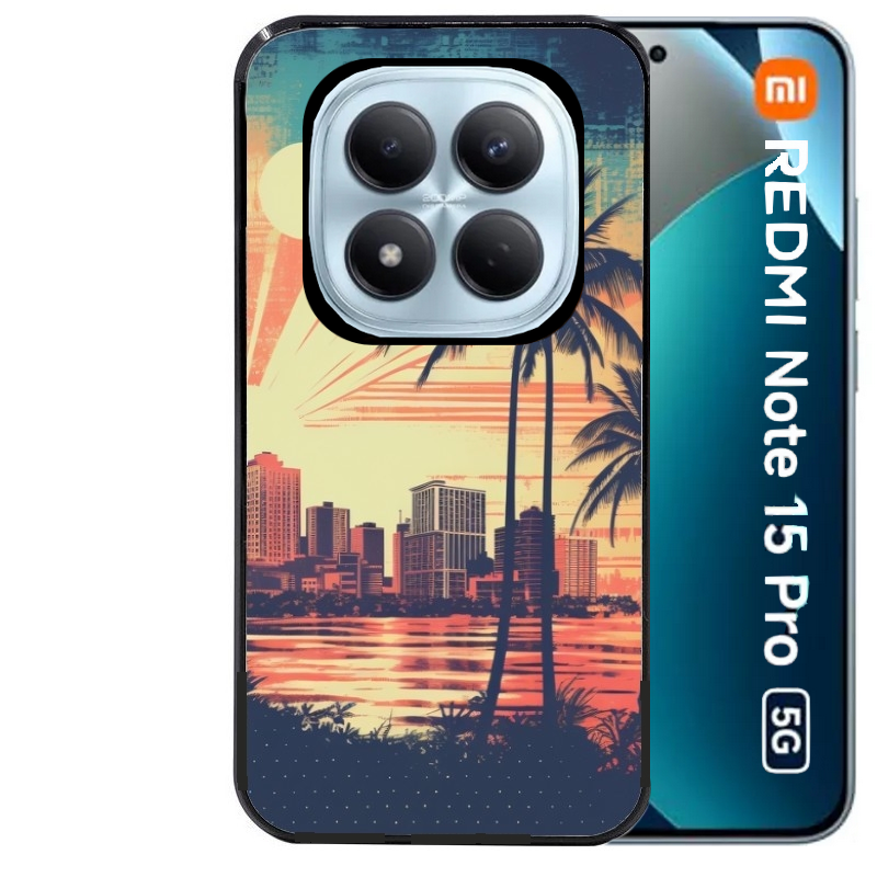 Coque noire taperso pour Redmi Note 15 et PRO PLUS 4G 5G avec motif hawaii retro protection antichoc personnalisée