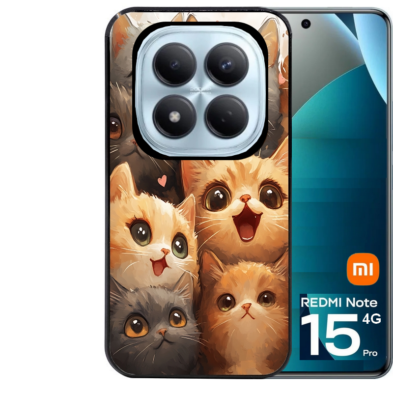 Coque noire taperso pour Redmi Note 15 et PRO PLUS 4G 5G avec motif chat smile protection antichoc personnalisée