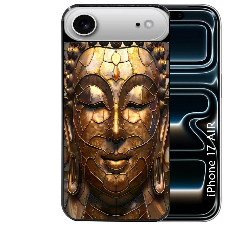 Coque noire taperso pour Iphone 17 17E AIR MAX PRO avec motif bouddha et mosaique protection antichoc personnalisée