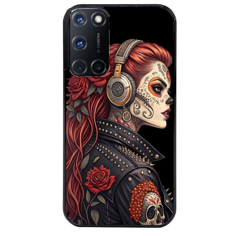 Coque noire taperso pour OPPO A72 4G avec motif tete de mort rock protection antichoc personnalisée
