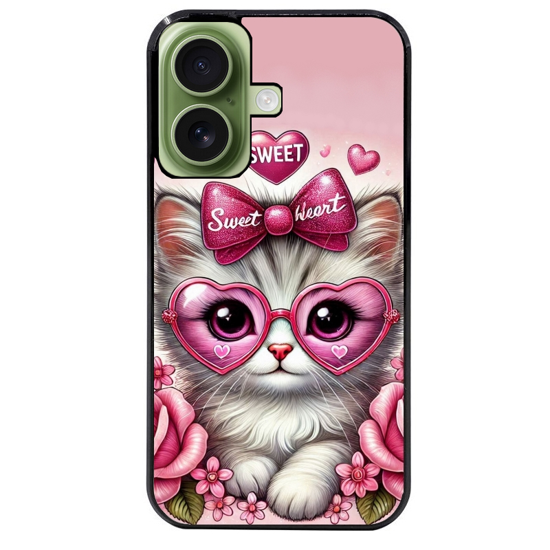 Coque noire taperso pour Iphone 17 17E AIR MAX PRO avec motif chat lunettes protection antichoc personnalisée