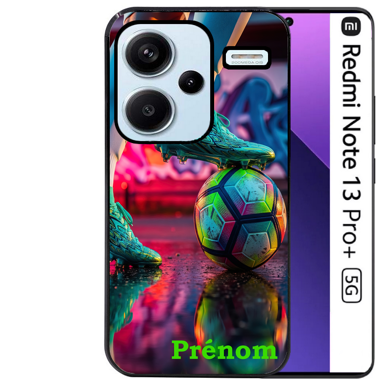 Coque noire taperso pour Redmi Note 13 PRO PLUS 5G avec motif foot controle personnalisee protection antichoc personnalisée