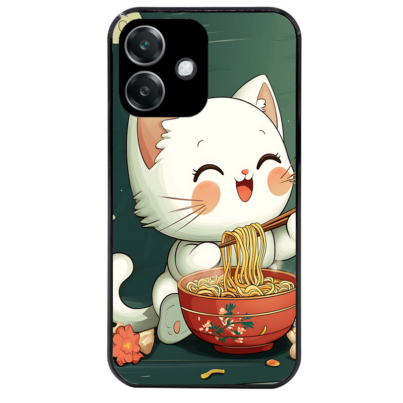 Coque noire taperso pour OPPO A40 avec motif chat ramen nuage protection antichoc personnalisée