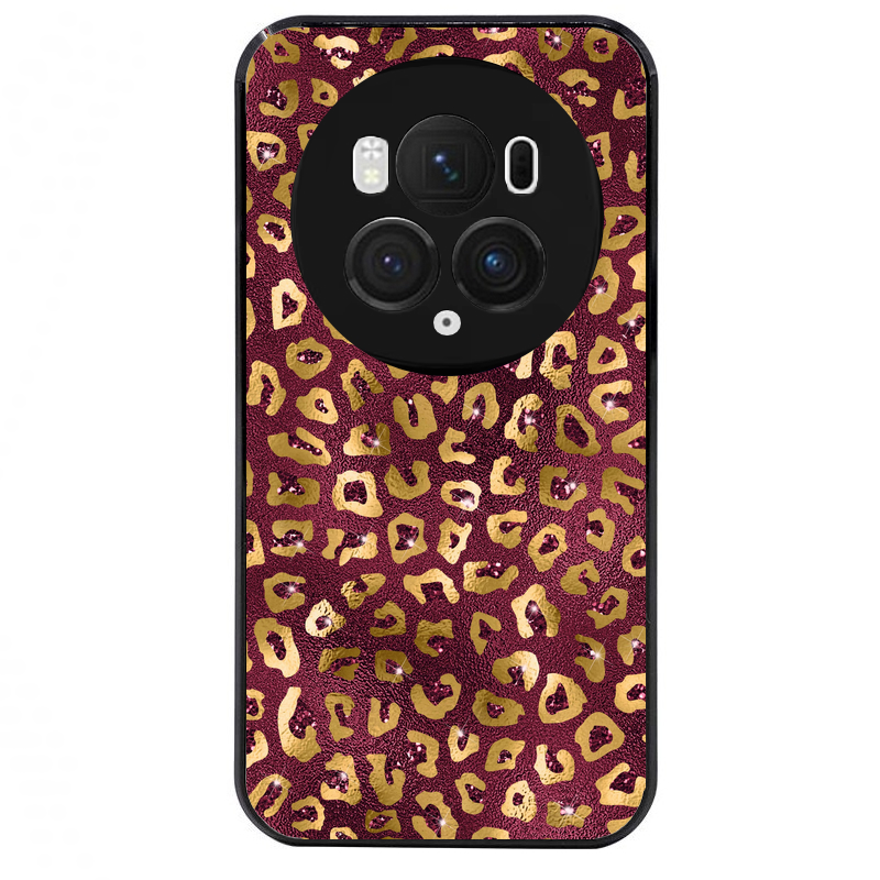 Coque noire taperso pour Magic 5 6 LITE et PRO avec motif leopard grenat protection antichoc personnalisée