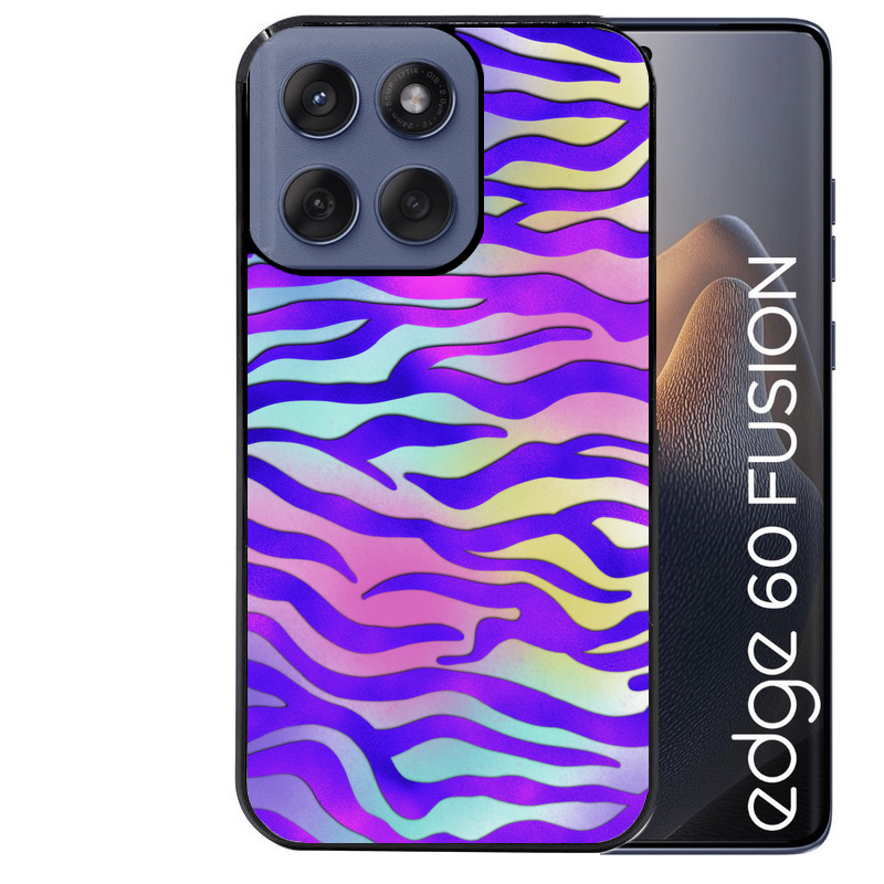 Coque noire taperso pour Moto Edge 60 et Neo Fusion Pro avec motif zebre color protection antichoc personnalisée