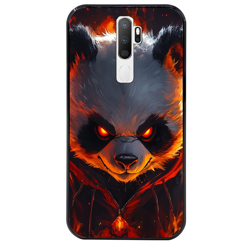 Coque noire taperso pour OPPO A5 A9 2020 avec motif panda very angry protection antichoc personnalisée