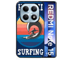 Coque noire taperso pour Redmi Note 15 et PRO PLUS 4G 5G avec motif hawaii et surf protection antichoc personnalisée