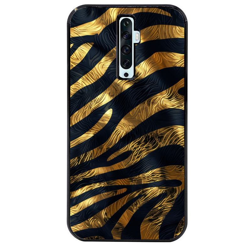 Coque noire taperso pour OPPO Reno 2 et 2Z avec motif zebre gold protection antichoc personnalisée