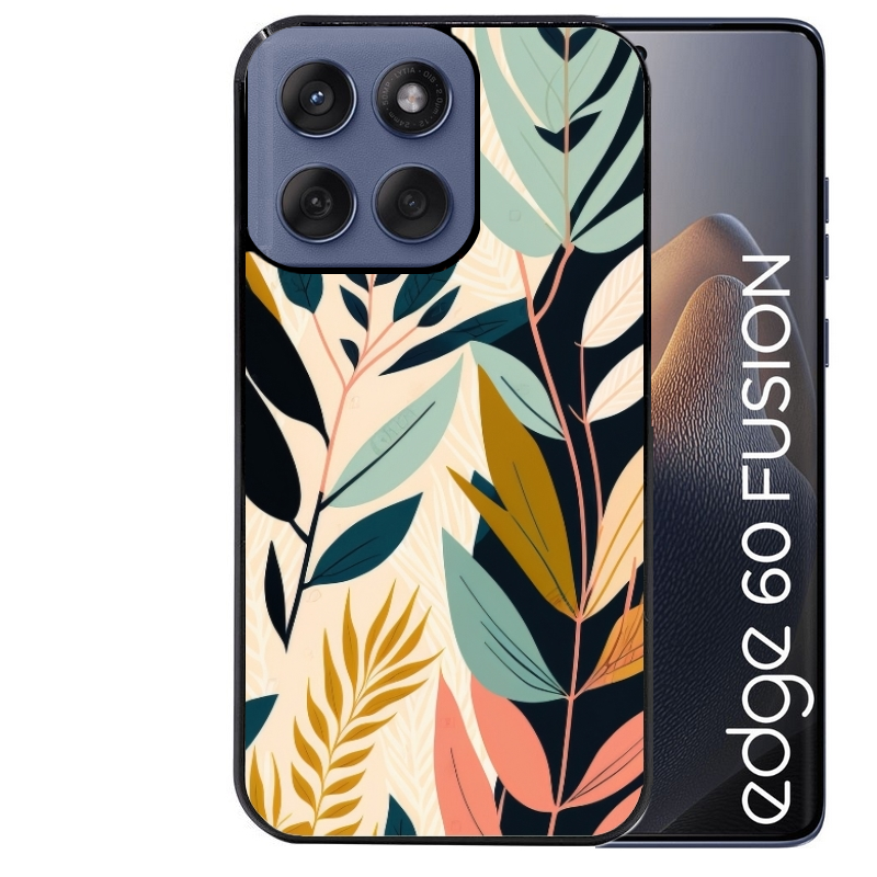 Coque noire taperso pour Moto Edge 60 et Neo Fusion Pro avec motif vintage et fleur protection antichoc personnalisée