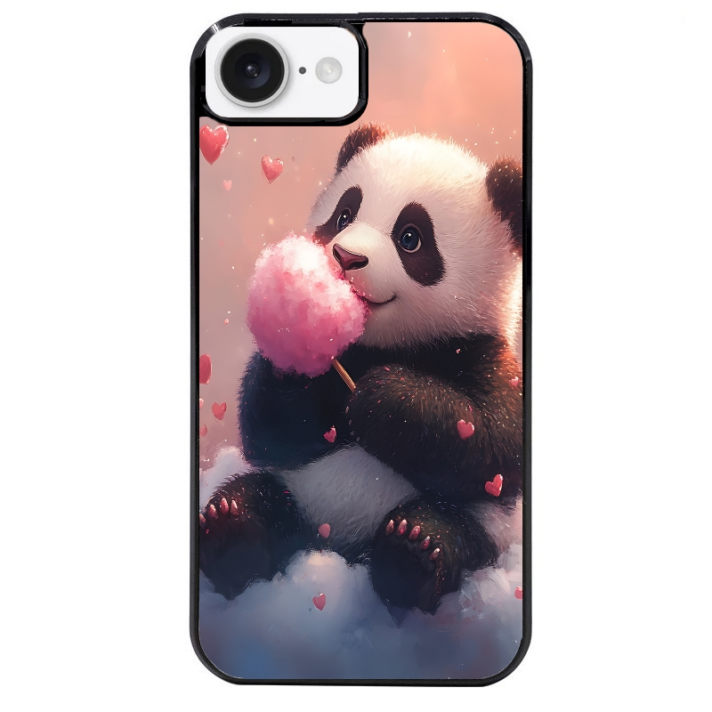 Coque noire taperso pour Iphone 16 16E PLUS MAX PRO avec motif panda bonbon protection antichoc personnalisée