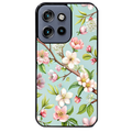 Coque noire taperso pour Moto Edge 60 et Neo Fusion Pro avec motif fleur de printemps protection antichoc personnalisée