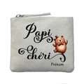 Porte monnaie personnalisé papi cherie ivoire en feutrine en feutrine ivoire