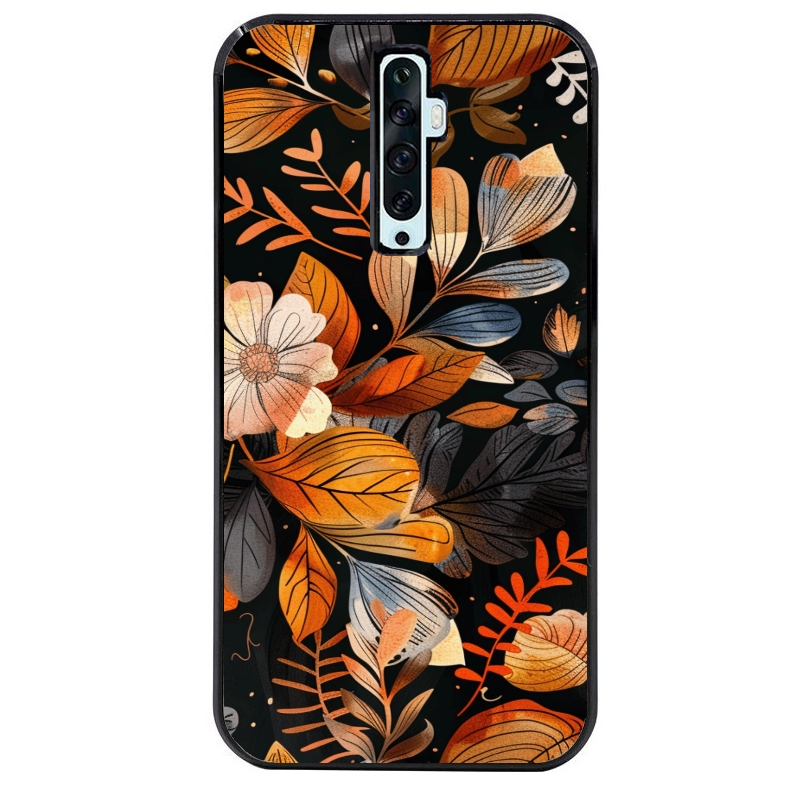 Coque noire taperso pour OPPO Reno 2 et 2Z avec motif fleur automne protection antichoc personnalisée