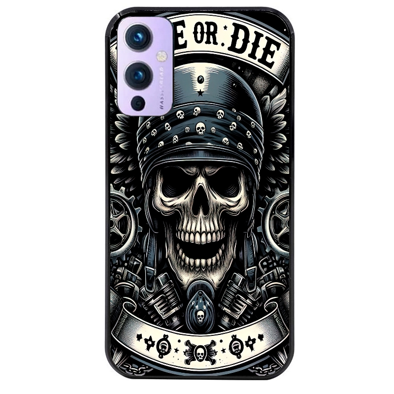 Coque noire taperso pour OnePlus 9 et 9 PRO avec motif mort motard protection antichoc personnalisée
