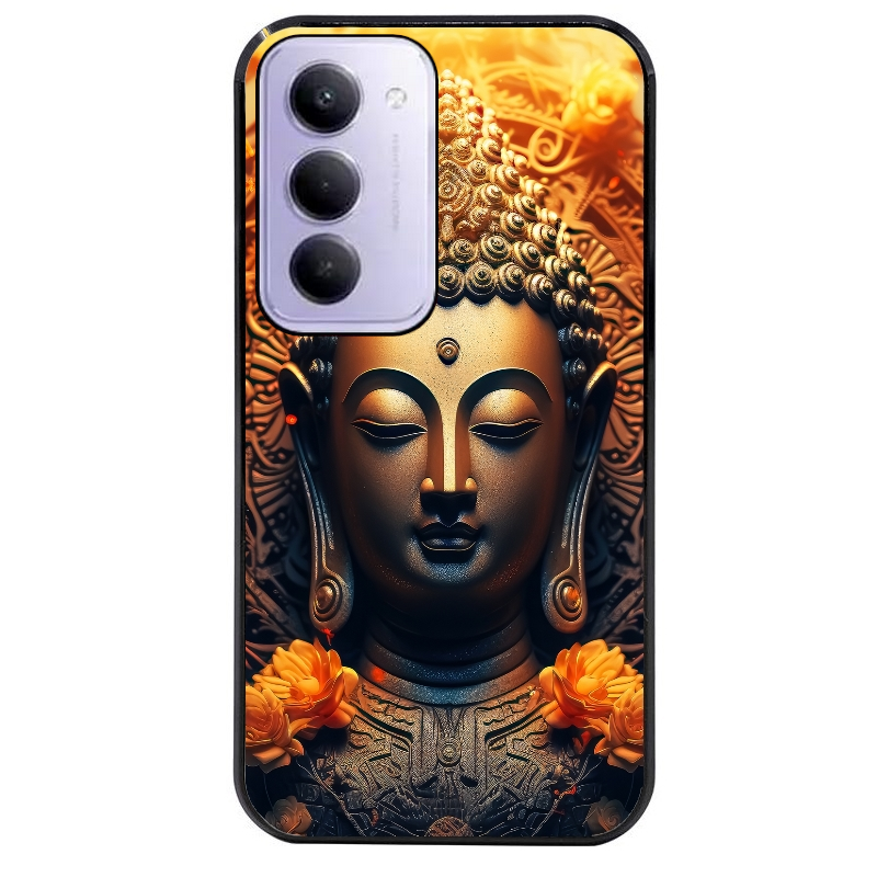 Coque noire taperso pour Redmi 15 4G et 5G avec motif bouddha et fleur protection antichoc personnalisée