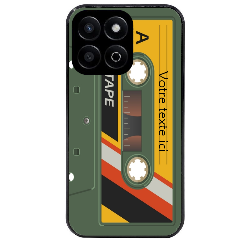 Coque noire taperso pour Honor 70 LITE 90 et LITE personnalisable avec motif cassette kaki protection antichoc personnalisée