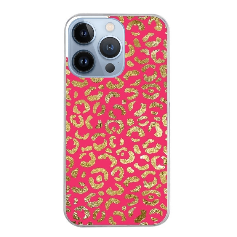 Coque taperso pour Iphone 13 et PRO MINI PRO MAX avec motif leopard fuschia protection antichoc personnalisée