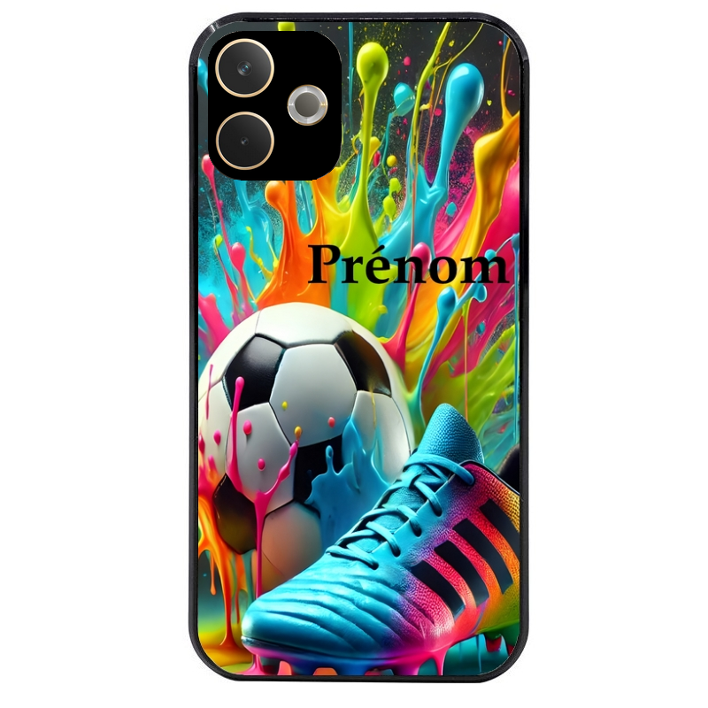 Coque noire taperso pour OPPO A5 PRO 4G et 5G avec motif foot color personnalisee protection antichoc personnalisée