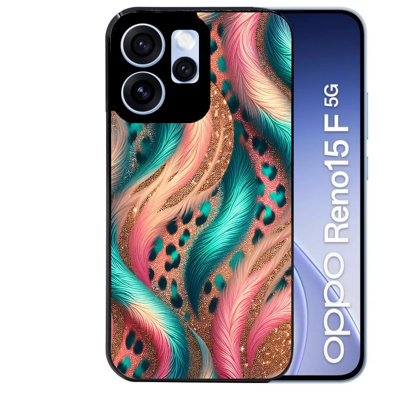 Coque noire taperso pour OPPO Reno 15 et F FS 5G avec motif effet fourrure leopard 2 protection antichoc personnalisée