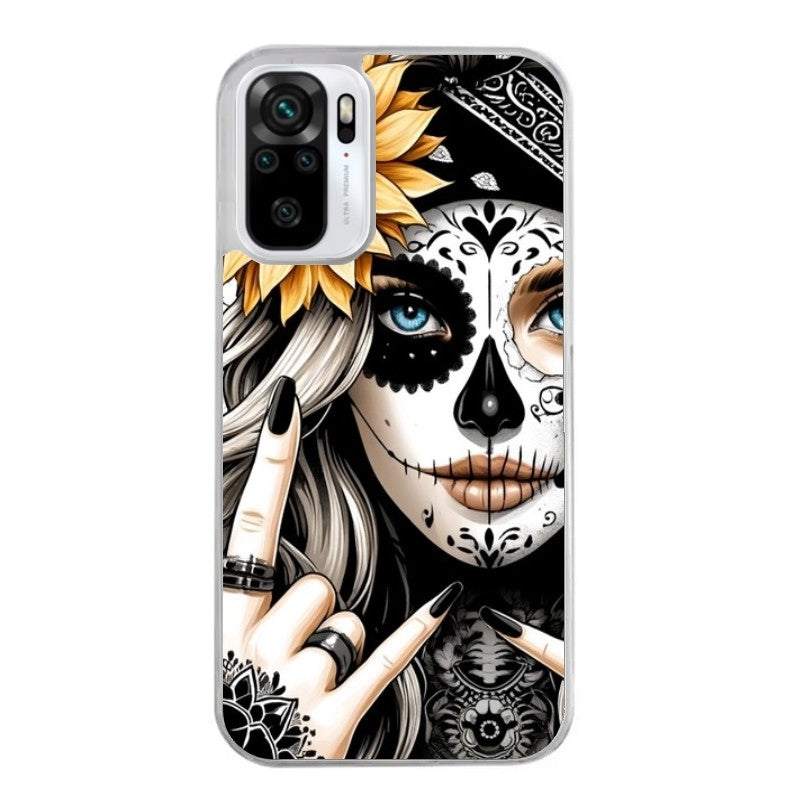 Coque taperso pour Redmi Note 10 4G 5G PRO 10S avec motif tete de mort tatoo protection antichoc personnalisée