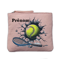 Porte monnaie personnalisé motif tennis balle rose clair en feutrine en feutrine