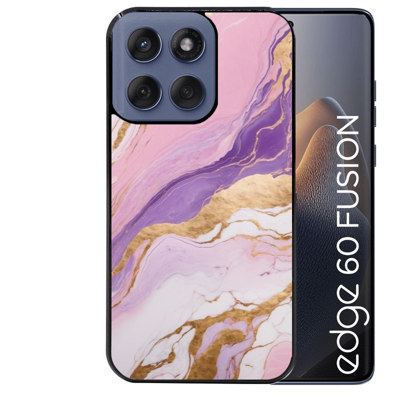 Coque noire taperso pour Moto Edge 60 et Neo Fusion Pro avec motif marbre violet protection antichoc personnalisée