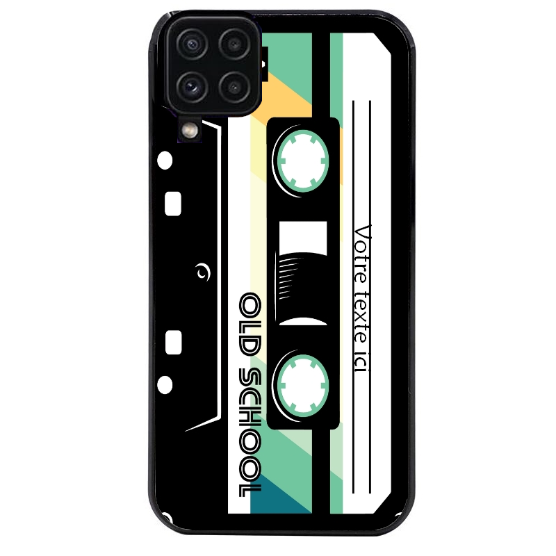 Coque noire taperso pour galaxy A22 A32 A52 A52S 4G 5G  personnalisable avec motif cassette vintage protection antichoc personnalisée
