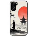 Coque noire taperso pour OnePlus Nord CE5 avec motif samourai et temple personnalisee protection antichoc personnalisée