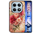 Coque noire taperso pour Redmi Note 15 et PRO PLUS 4G 5G avec motif coeur et fleur personnalisee protection antichoc personnalisée