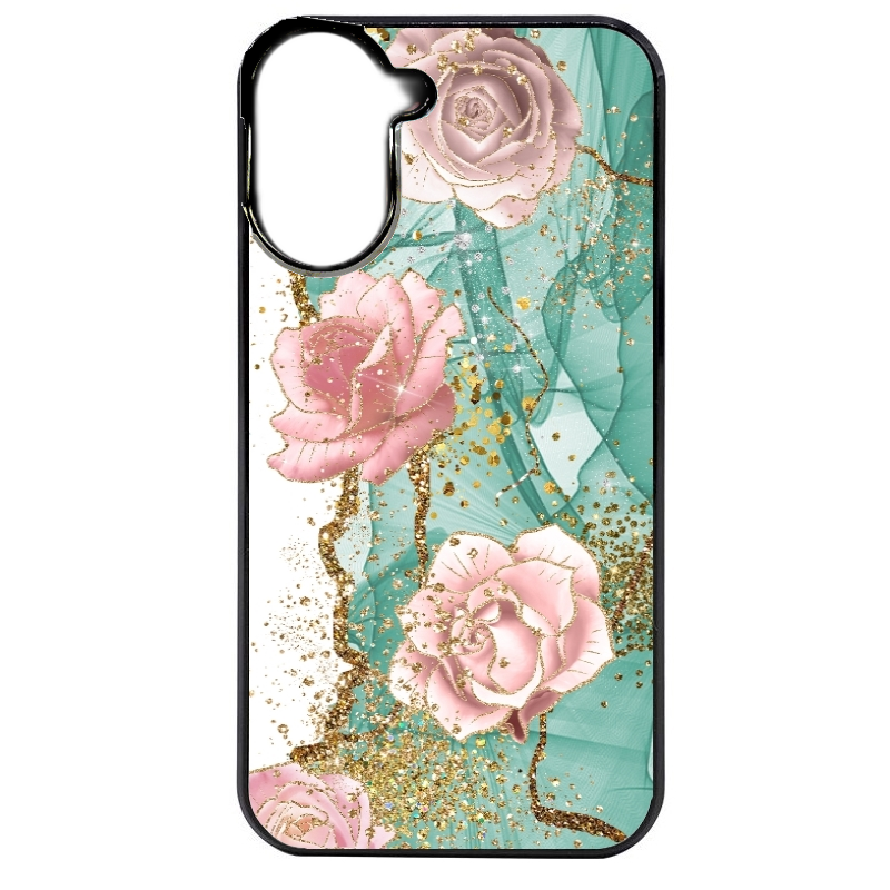 Coque noire taperso pour Redmi A5 4G avec motif marbre fleur turquoise protection antichoc personnalisée