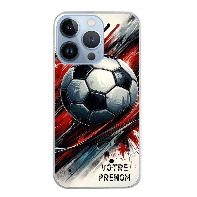 Coque taperso pour Iphone 11 et PRO PRO MAX avec motif ballon foot avec prenom protection antichoc personnalisée