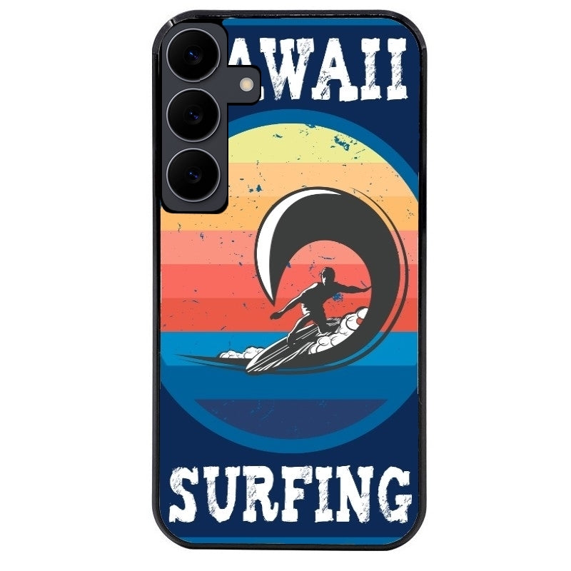 Coque noire taperso pour galaxy Z Fold 6 et 7 avec motif hawaii et surf protection antichoc personnalisée