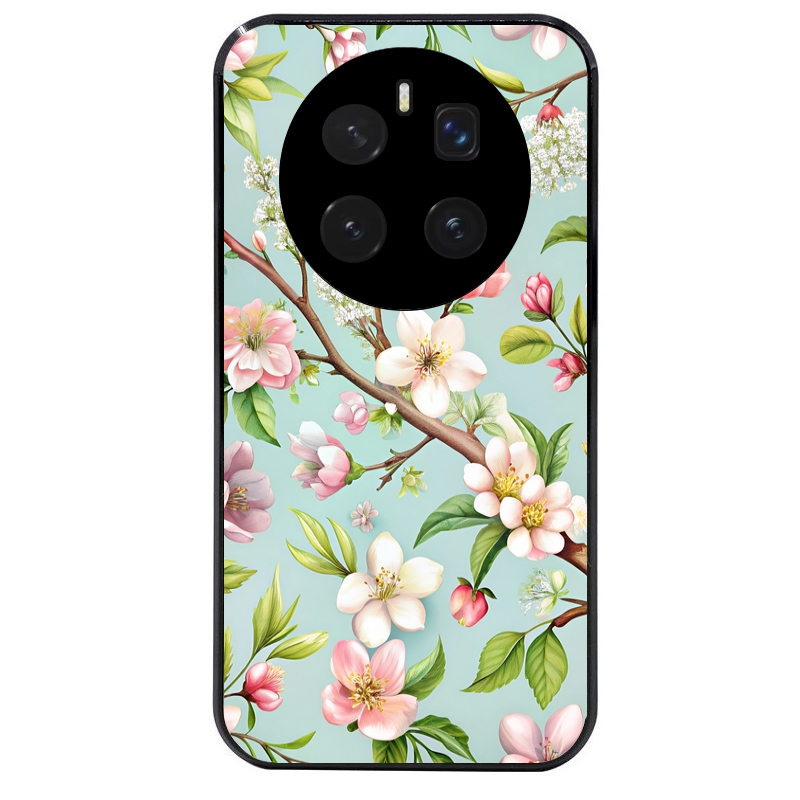 Coque noire taperso pour Magic 7 LITE et PRO avec motif fleur de printemps protection antichoc personnalisée