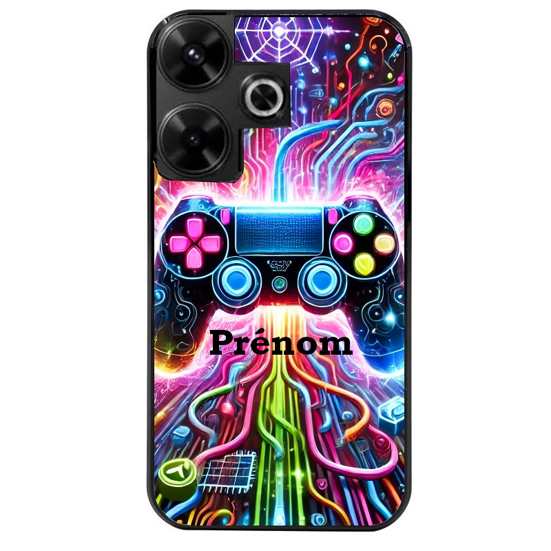 Coque noire taperso pour POCO M6 4G avec motif gamer electro personnalisee protection antichoc personnalisée