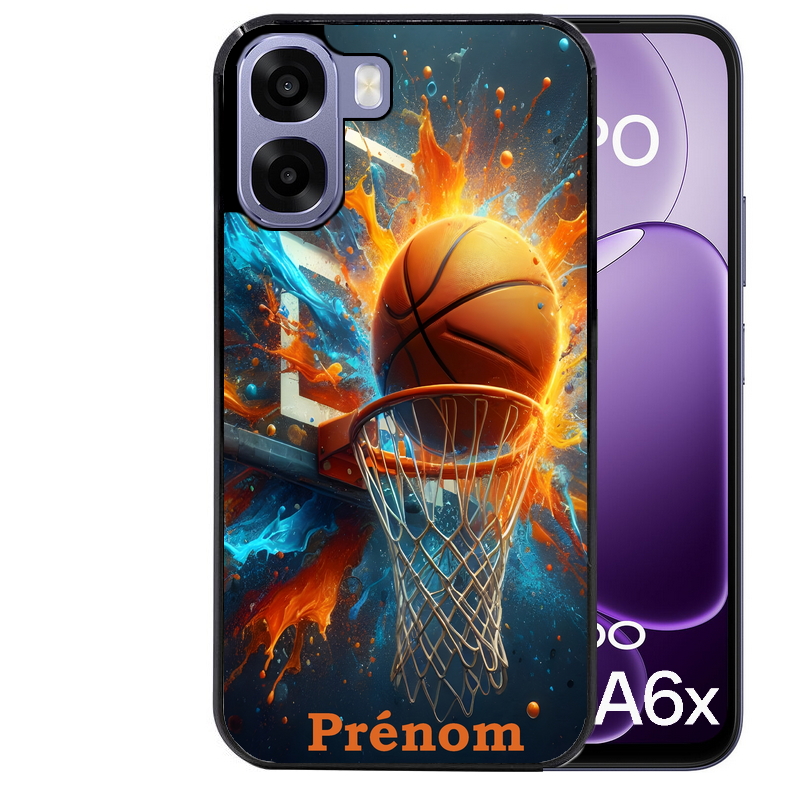 Coque noire taperso pour OPPO A6 A6X 4G et 5G avec motif basket ball color personnalise protection antichoc personnalisée