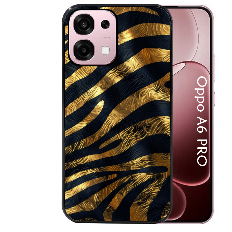 Coque noire taperso pour OPPO A6 PRO 4G et 5G avec motif zebre gold protection antichoc personnalisée